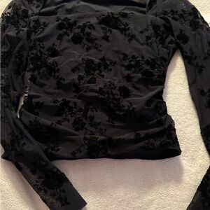 Abercrombie & Fitch Black Floral Long Sleeve Top